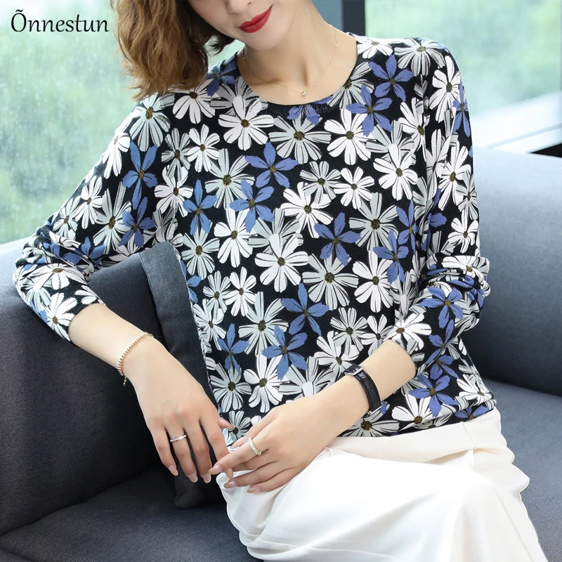 

Print Women Sweater Spring Autumn Pullovers Jumper Tops O-Neck Long Sleeve Casual Knitted Sweater for Women