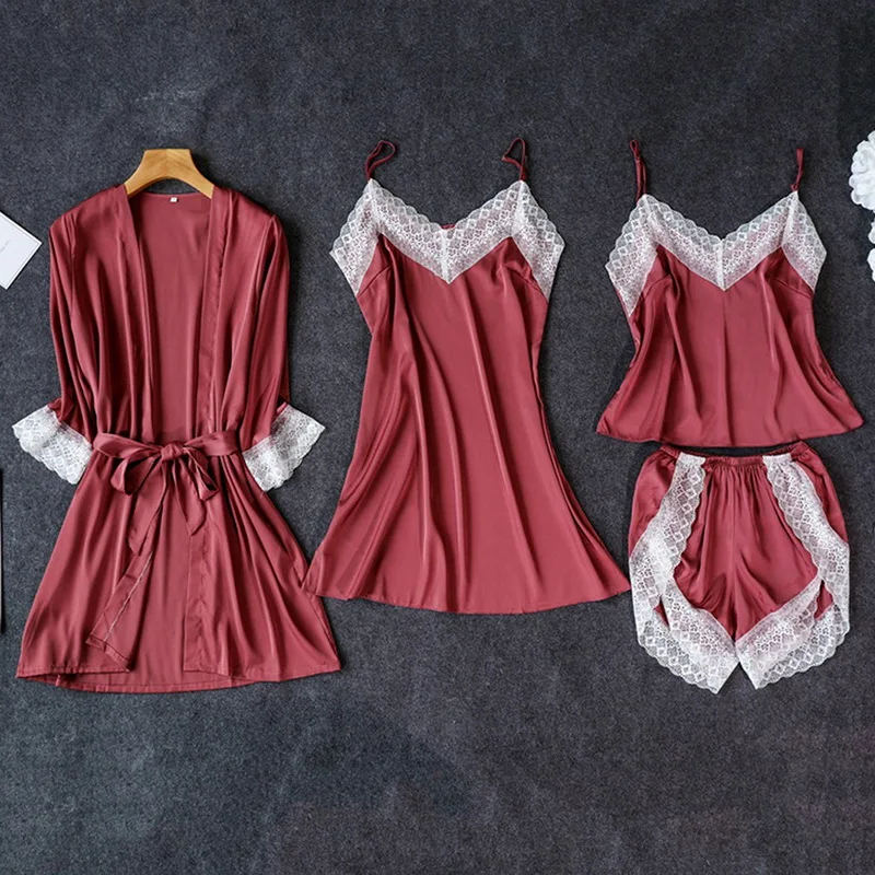 Шелковая пижама для женщин одежда сна костюм новинка 2020 летняя Пижама