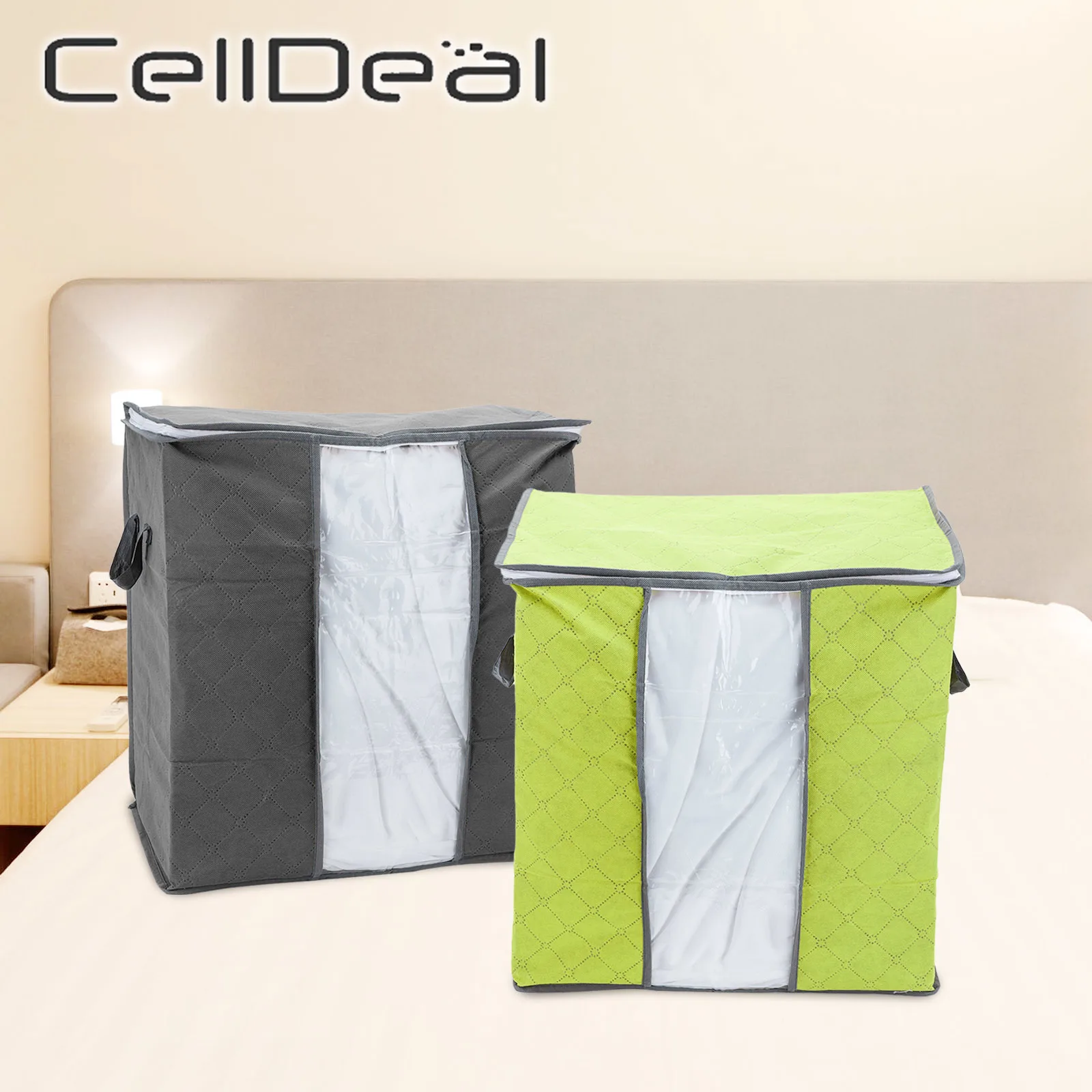 

Quilt Storage Bag Moisture & Dust Proof Closet Organizer Non-Woven Blanket Pillow Storage Large Mobile Clothe Visible Bag