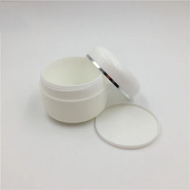 white 10/25 шт. 50 мл 1,67 oz серебристое окаймление пустой восполняемая Косметика Пластик банки Макияж крем для лица бальзам для губ лосьон для хранения - Цвет: white