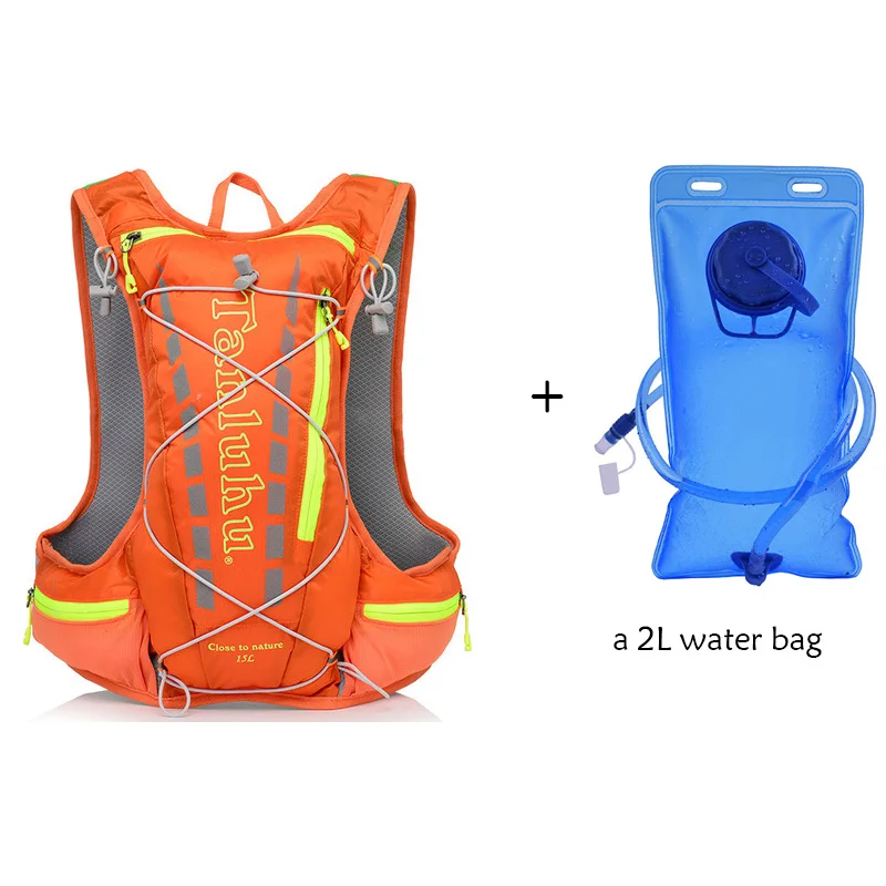 Orange 1 15L велосипедная Сумка для бега, мужская и женская сумка для воды, рюкзак, дышащий ультра-светильник, рюкзак для велоспорта, беговые марафоны - Цвет: Orange 1