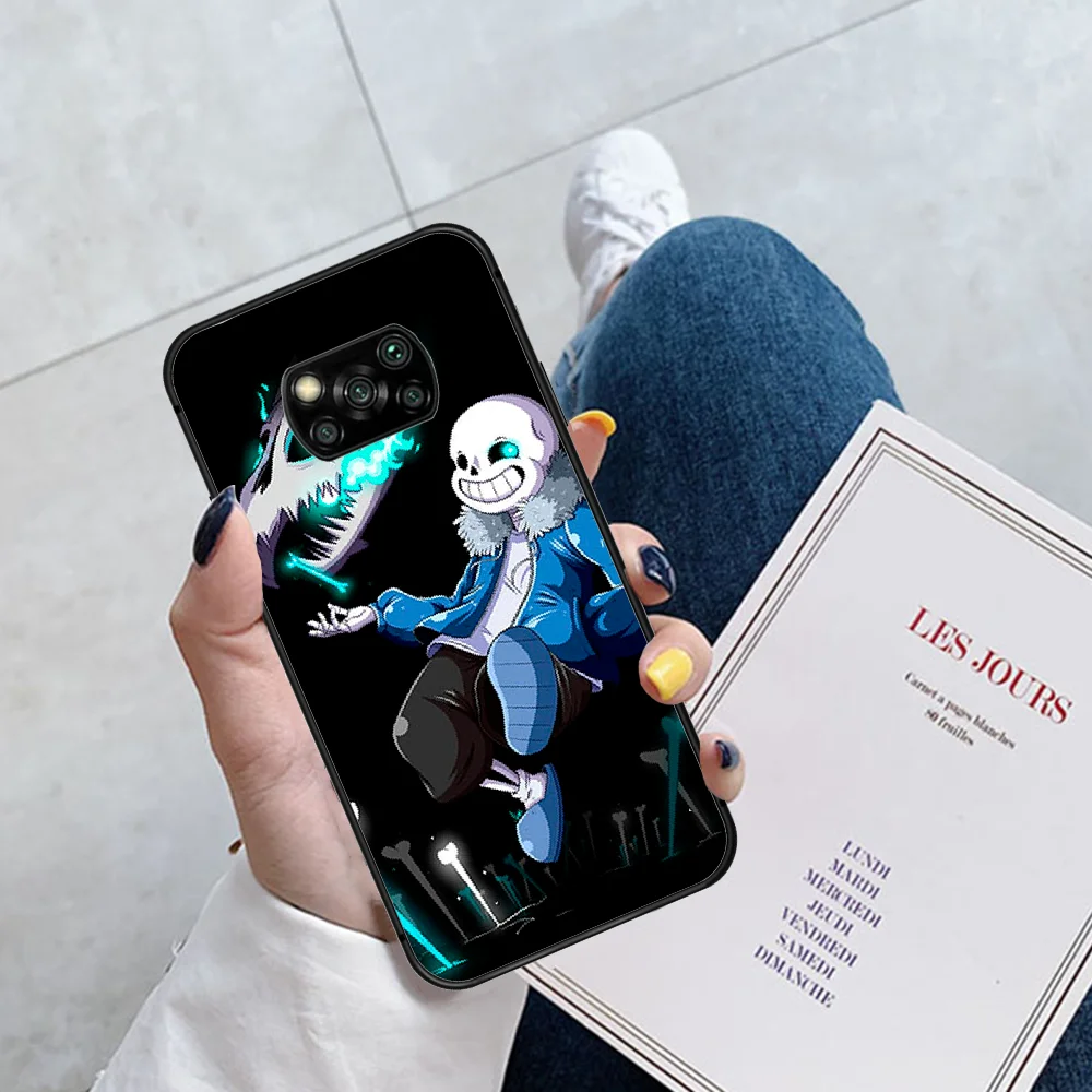

Undertale Papyrus Sans Skull Boy Phone Case Cover Hull For Xiaomi Mi A2 A3 8 9 SE 9T 10 10T Lite Pro Ultra Poco X3 black Hoesjes