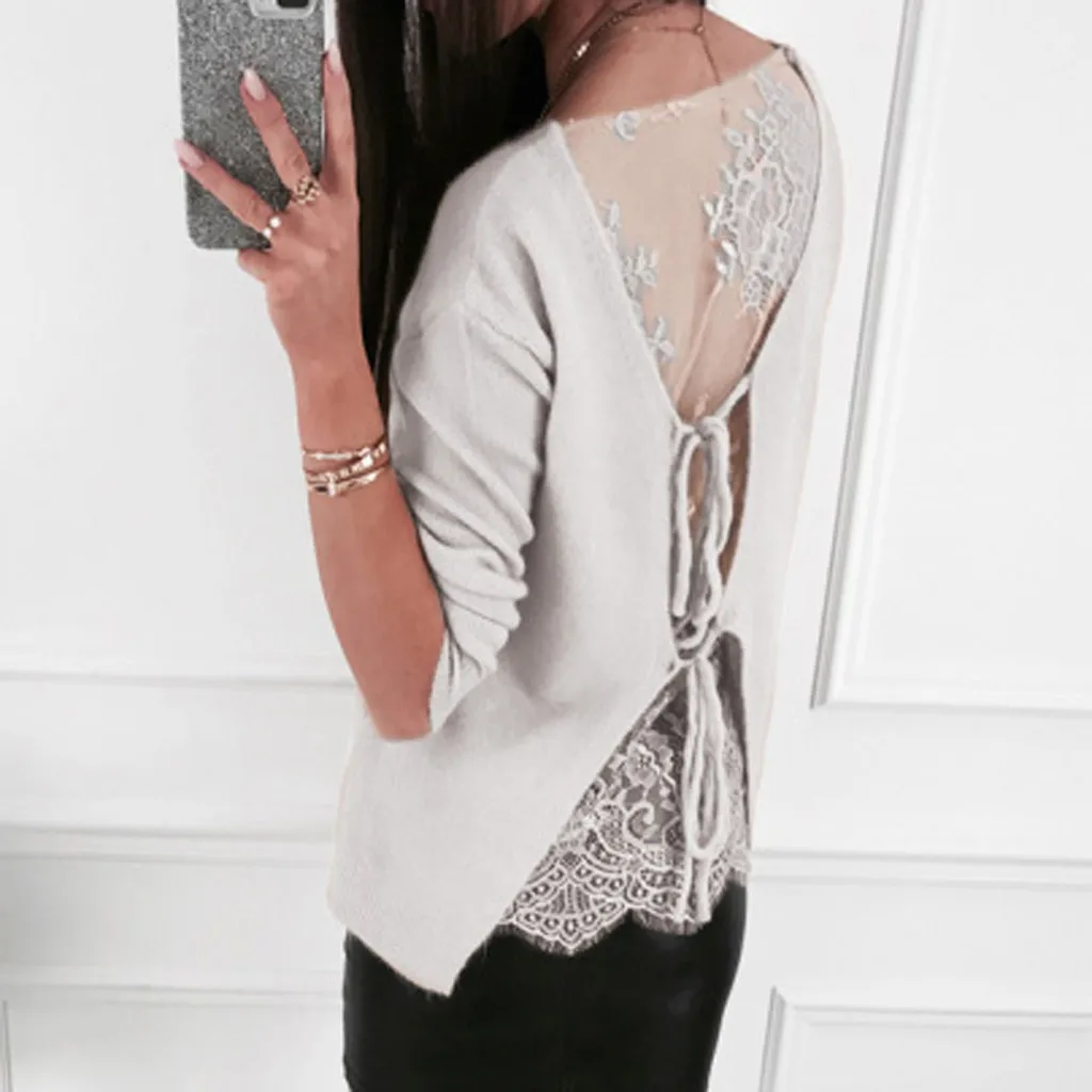 Модные повседневные женские сетчатые однотонные Лоскутные Топы с длинным