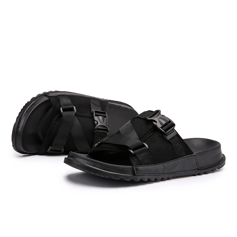 Новые летние мужские тапочки повседневная обувь износостойкие черные Тапочки |