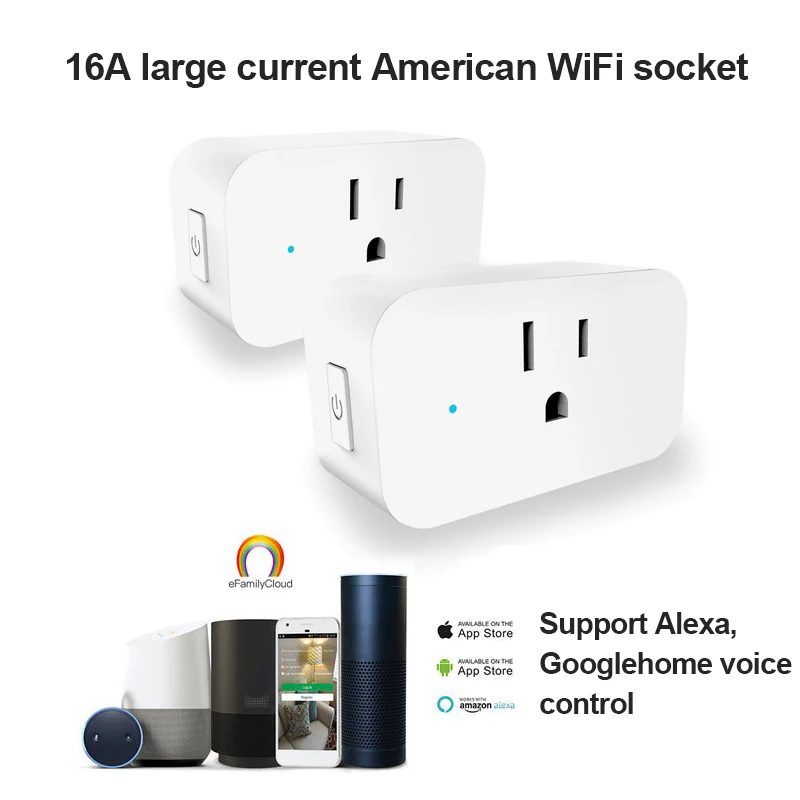 

2021 NEW 16A Smart Socket Wifi Mobile Phone Timer Switch Socket Remote Control Smart Home U.S. Regulations Smart Plug Dropship