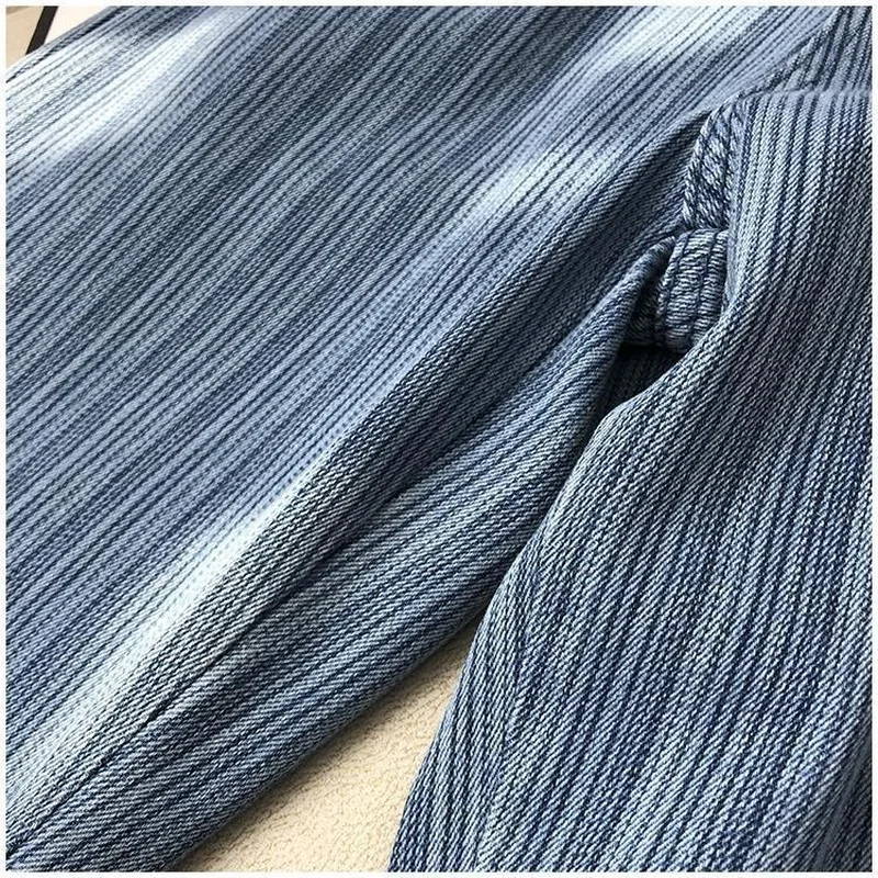 

High Waist Jeans Women 2021 New Chic Vertical Stripes Vintage Denim Trousers Harajuku Fashion Casual Straight Suit Pants Female