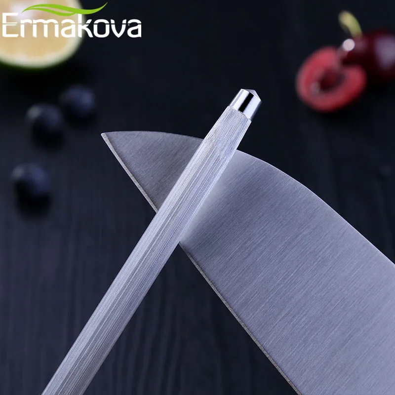 ERMAKOVA точилка для ножей 10 дюймов кухонный хонинговальный стальной нож заточка из углеродистой стали прочная точилка для ножей из нержавеющей стали