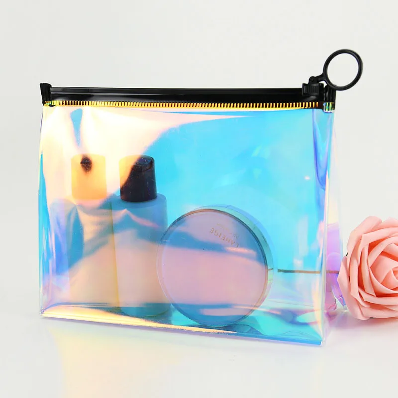 Косметичка из ПВХ прозрачная зеленая лазерная сумка для хранения ТПУ переносная