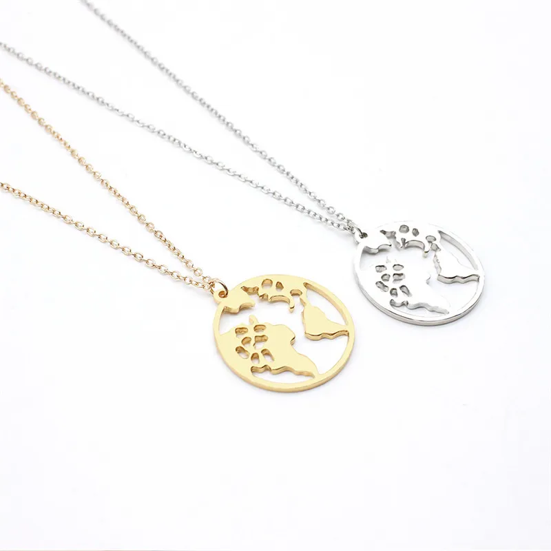 SexeMara Vintage Origami World Map Necklace Women Geometric Round Circle Necklaces &amp Pendants Choker Jewelry | Украшения и