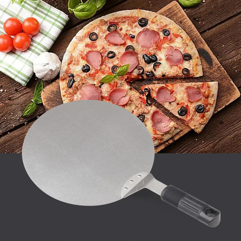 

Plastic Handle Pizza Shovel Oven Stainless Steel Pastry Blade Round Cake Spade Baking Pizza Peels Transfer Shovel