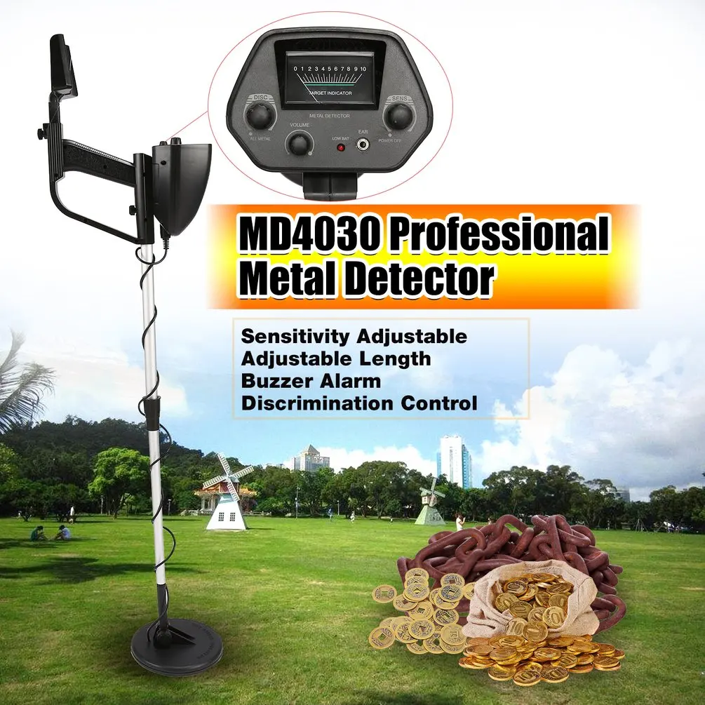 MD4030 Professional Portable Underground Metal Detector Handheld Treasure Hunter Gold Digger Finder Length Adjustable
