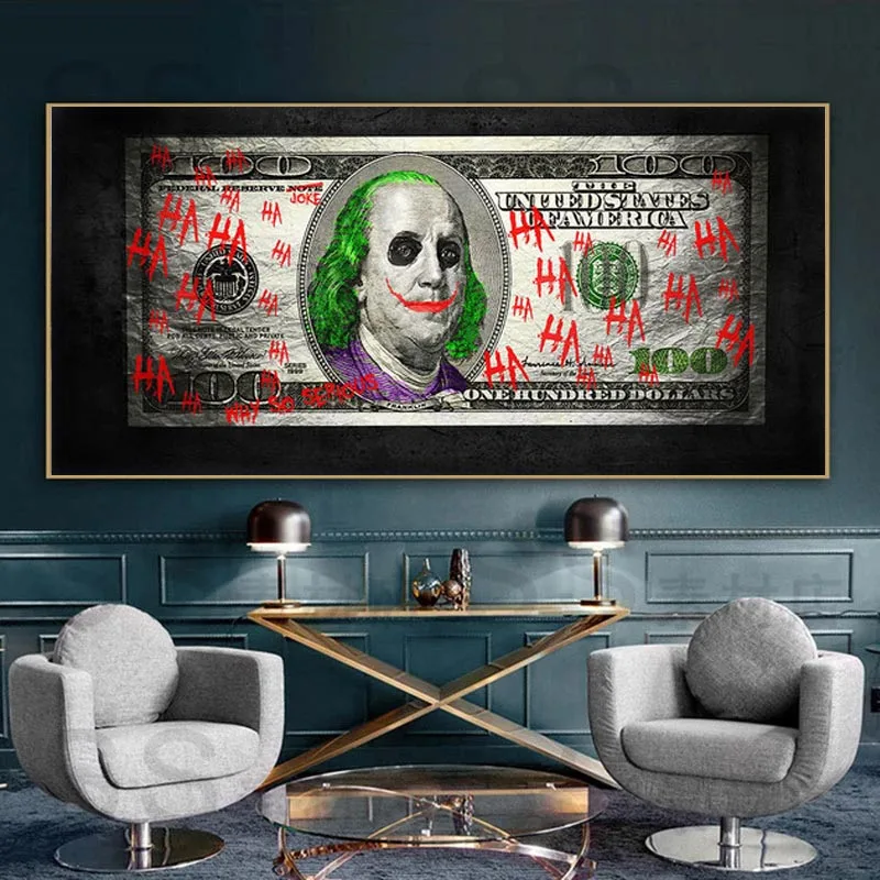 Плакат со стодолларовыми купюрами абстрактное искусство деньги настенная
