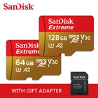 Двойной Флеш-накопитель SanDisk Extreme карты памяти 32 Гб 64 Гб 128 ГБ 256 U3 V30 4K Micro SD карты для мобильного телефона Карта SDXC с адаптером селфи-стик Memoria карты SD карты памяти