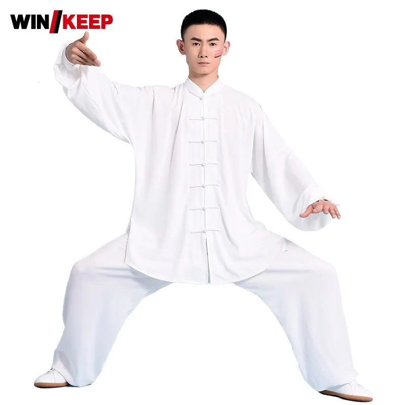 Спортивный костюм унисекс Wushu винтажная однотонная Свободная рубашка с длинным