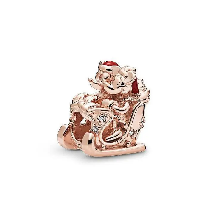 Lovely mouse 925 пробы серебряный шарм колокольчики бусины шармфит Пандора браслеты Diy талисманы ювелирные изделия рождественские Висячие Подвески Бусины - Цвет: Lovely mouse