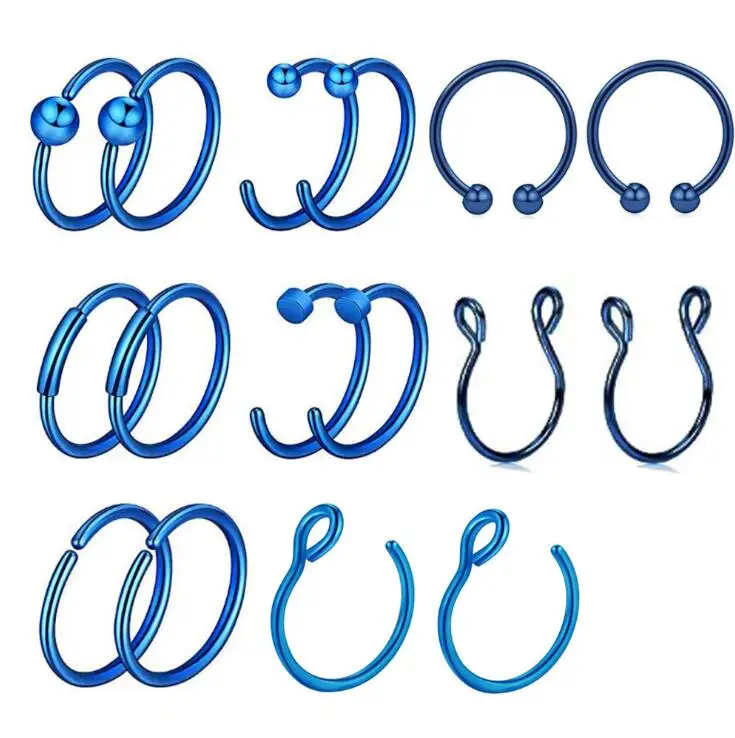 16 шт. стальное кольцо для носа губ с зажимом спираль пирсинг пупка из розового