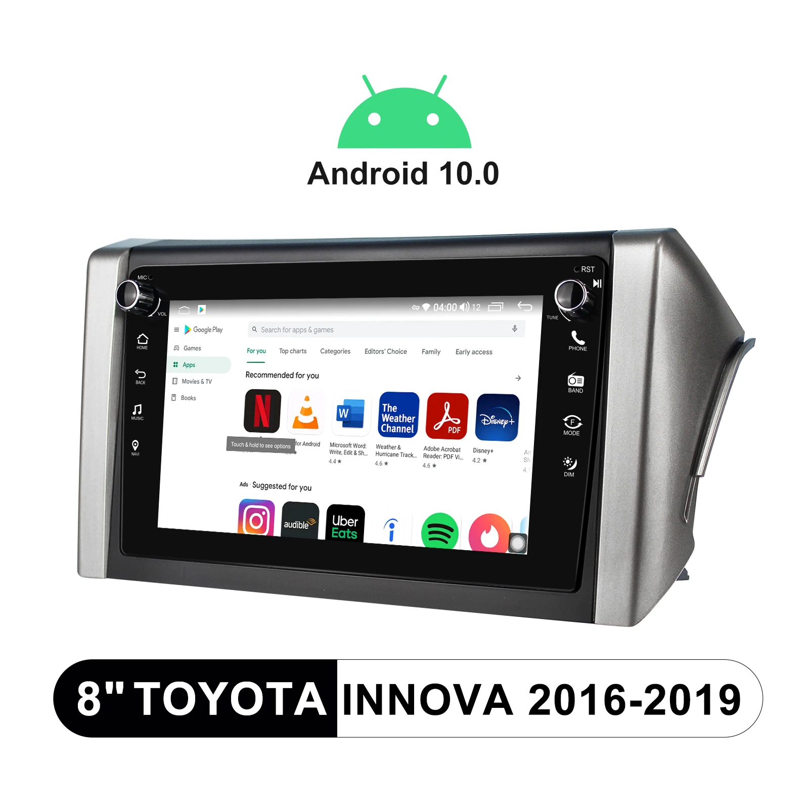 구매 라디오 Pantalla 1 Din With Screen 8 인치 안드로이드 10 헤드 유닛 멀티미디어, 도요타 이노바 2016 2019 무선 카레이 안드로이드 오토