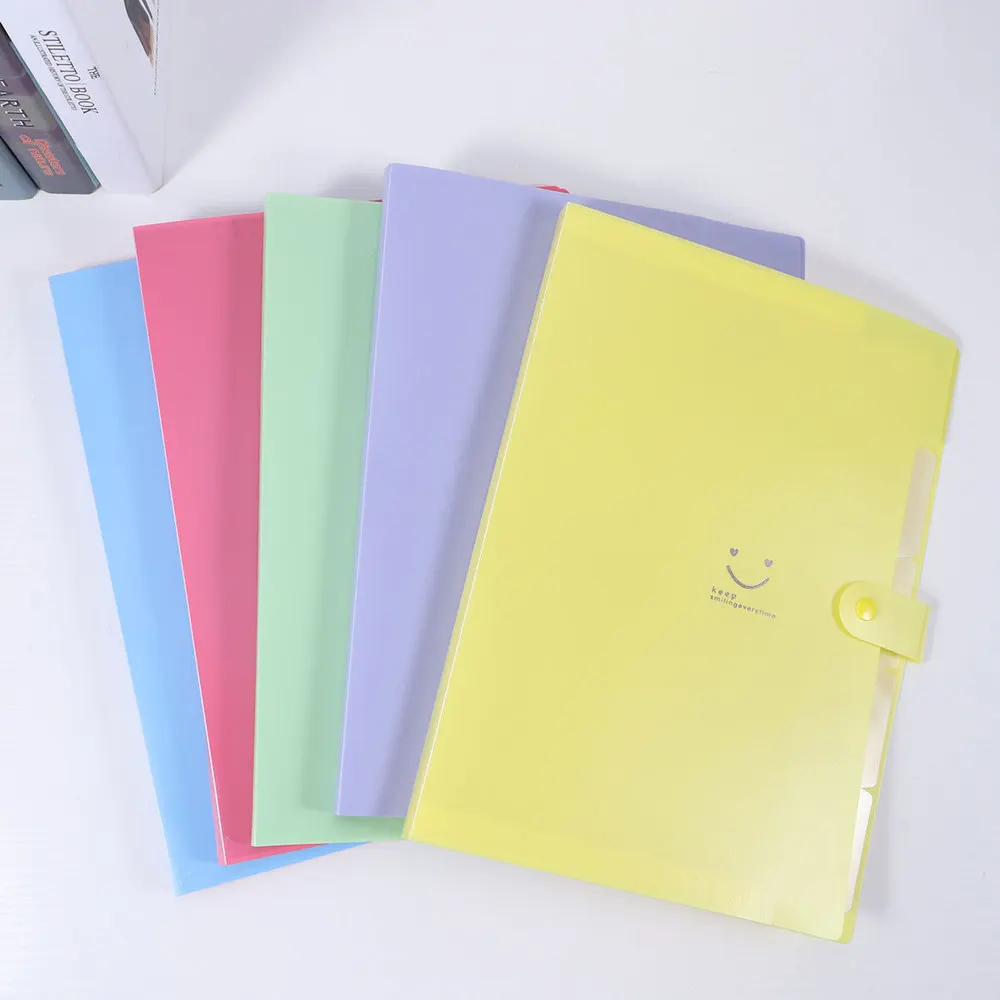 

5 Pockets Expanding File Folders Snap Closure Accordion Folder Paper Document Organizer (Yellow)