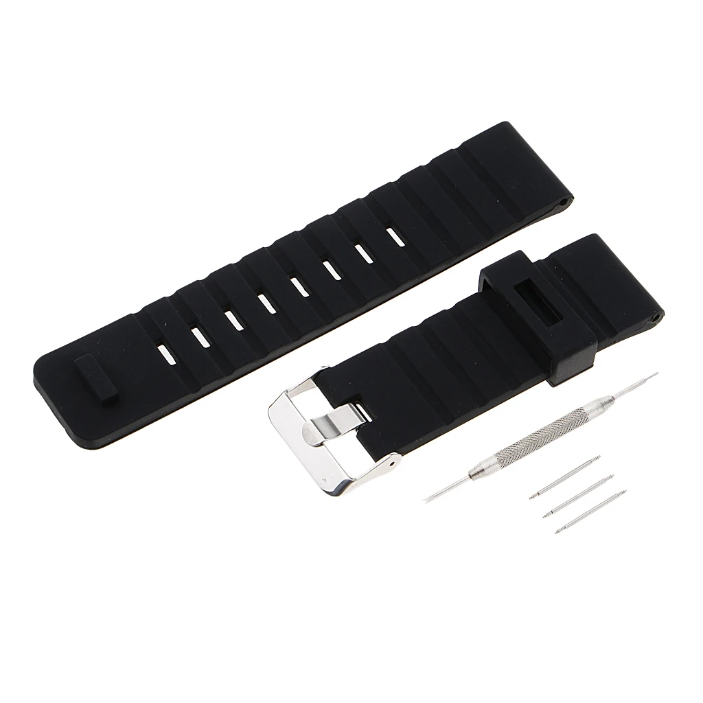 

Black Adjustable Silicone 24mm Wrist with Replacement Stainless Steel