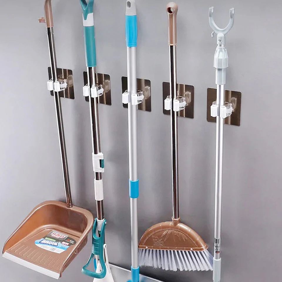 2/4pcs Adhesive Multi-Purpose Hooks Wall Mounted Mop Organizer Holder RackBrush Broom Hanger Hook Kitchen bathroom Strong | Дом и сад