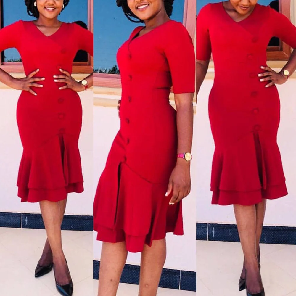 

Платье женское средней длины с коротким рукавом, африканская офисная одежда, Африканский стиль, весна-лето