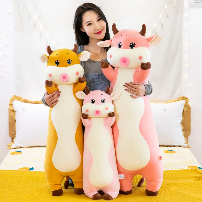 

Free ship 70/90cm cute pacifier cow plush toy long sleeping pillow hug children girls christmas birthday gift stuffed toys