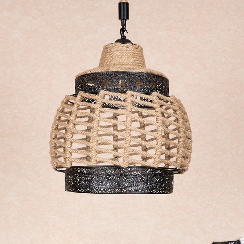 

Винтажная люстра в стиле лофт, Регулируемая лампа из пеньковой веревки, для гостиной, кухни, столовой, подвесной светильник E27, «сделай сам», ...