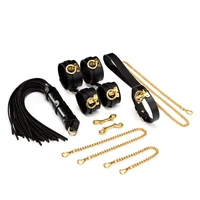 luxury leather bdsm kits adult toys bondage genuine leather handcuffs ankle cuff whips adult restraint set collar shackles tool