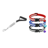 traffic handler short dog leash with traffic handle with 3pcs adjustable reflective pet collar safety buckle with bell