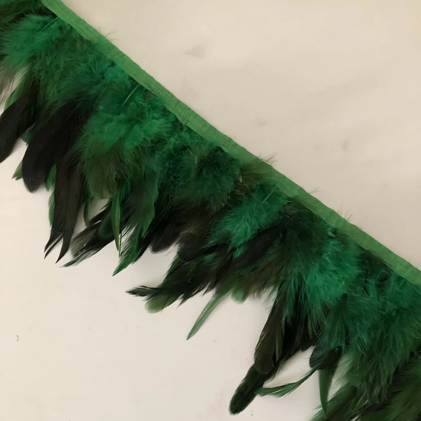 

Asia Ra 10Meters Deep Green Dyed Chicken Feather Trims 10-20CM DIY Rooster Feathers Fringes DIY Jewelry Craft Lace Ribbons Belt