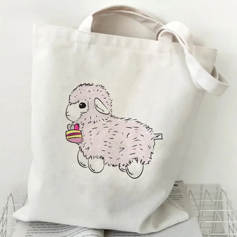 

Women Shopping Bag Female Canvas Simple Shoulder Bag Eco Handbag Tote Reusable High Capacity Grocery Shopper Bags Students Bag