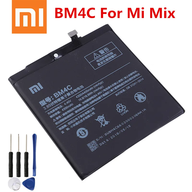 Оригинальный аккумулятор для телефона Mi Mix сменные батареи Xiaomi MiMix BM4C xiaomi 4400 мАч -