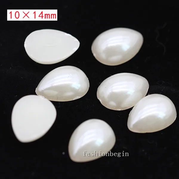 100p 10x14mm drop Имитация жемчуга цвета слоновой кости для скрапбукинга, украшения для рукоделия, украшения для ногтей, изготовление свадебных открыток, сшитые бусины для одежды, разные формы - Цвет: 100p 10x14mm drop