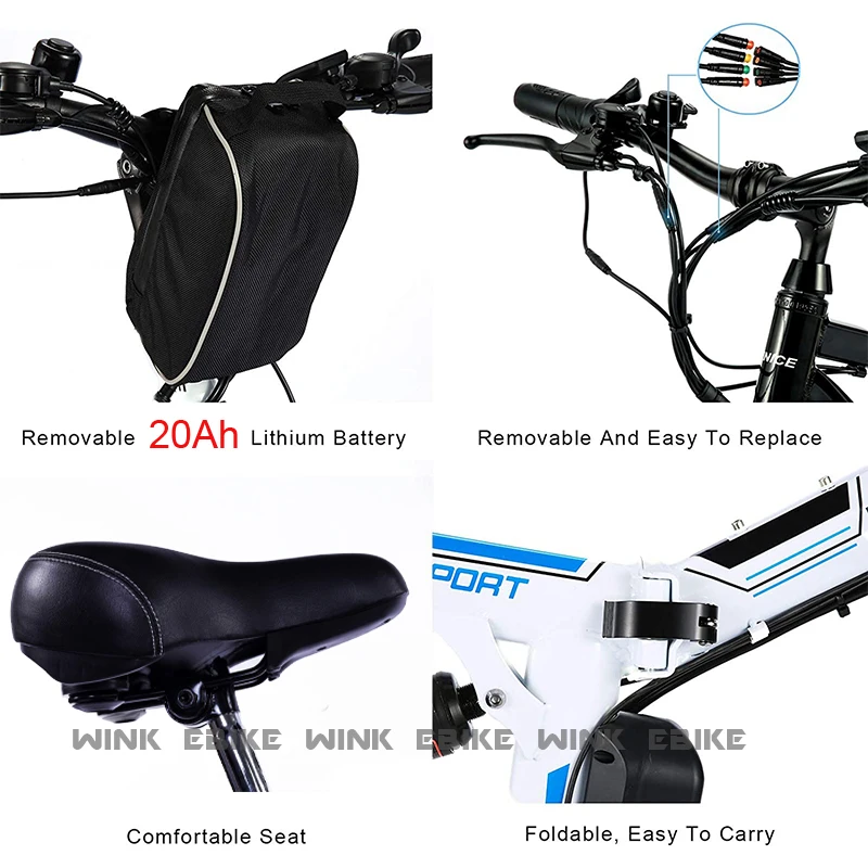 Складной электрический велосипед 1000 Вт мощный горный электровелосипед с