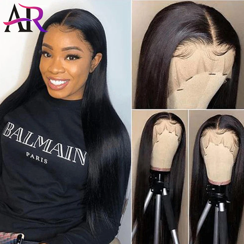 

Human Hair Wigs Brazilian Straight 150% 13x6X1 Remy Lace Wig Middle Part 18" T Part Lace Wig Human Hair Wigs For Black Women