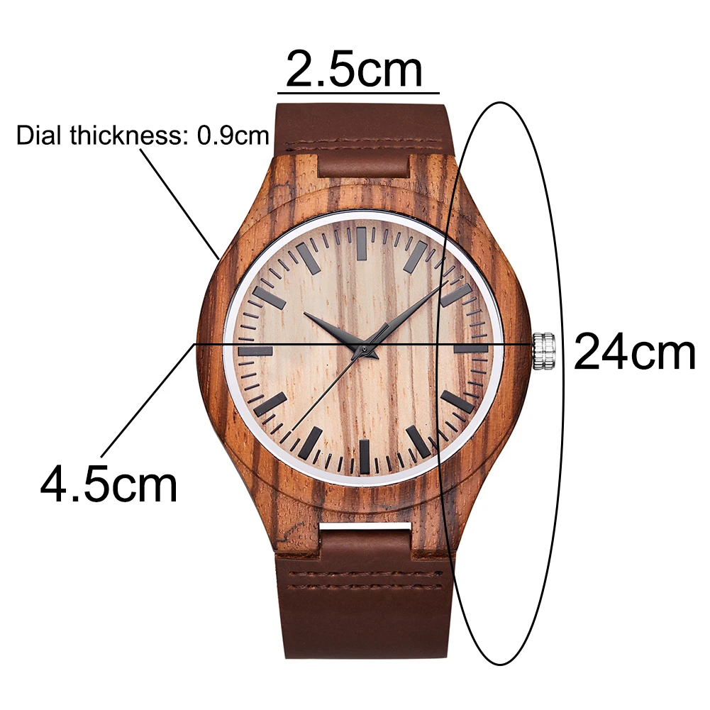 

Fashion Men Wood Round Dial No Number Faux Leather Band Analog Quartz Watch reloj hombre for Gift