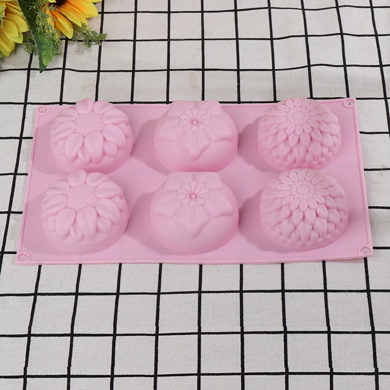 Форма для мыла в форме цветка из силикона 6 отверстий случайный цвет сделай сам