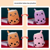 creative boba bubble tea plush toys double sided reversible emotional stuffed boba milk doll xmas gifts for children girls