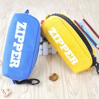 new simple pencil case zipper pencil case canvas large capacity student stationery box solid color pencil case for men and women