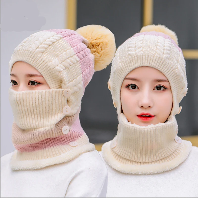 Skullies Beanies, шапка, зимние шапки, женская вязаная шапка, теплая меховая шапка с помпоном для женщин, высокое качество, маска для девочек, Лыжные шапки