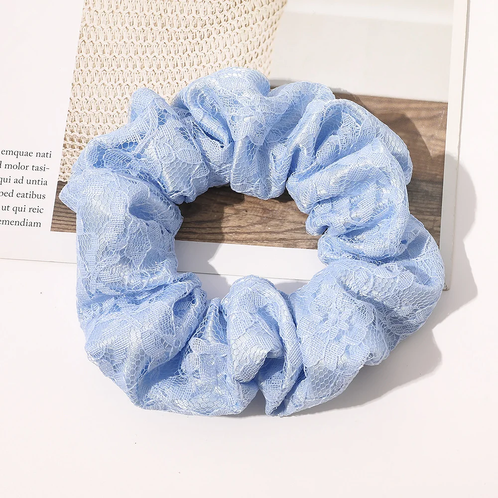 

Cute Lace Scrunchies Women double Layers Scrunchie Elastic Hair Bands Girls Rubber Hair Ties Ponytail Holder Hair Accessories
