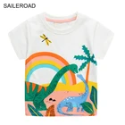 Детская футболка с аппликацией динозавра SAILEROAD, летняя детская футболка с коротким рукавом для маленьких мальчиков, одежда для детей, 2020