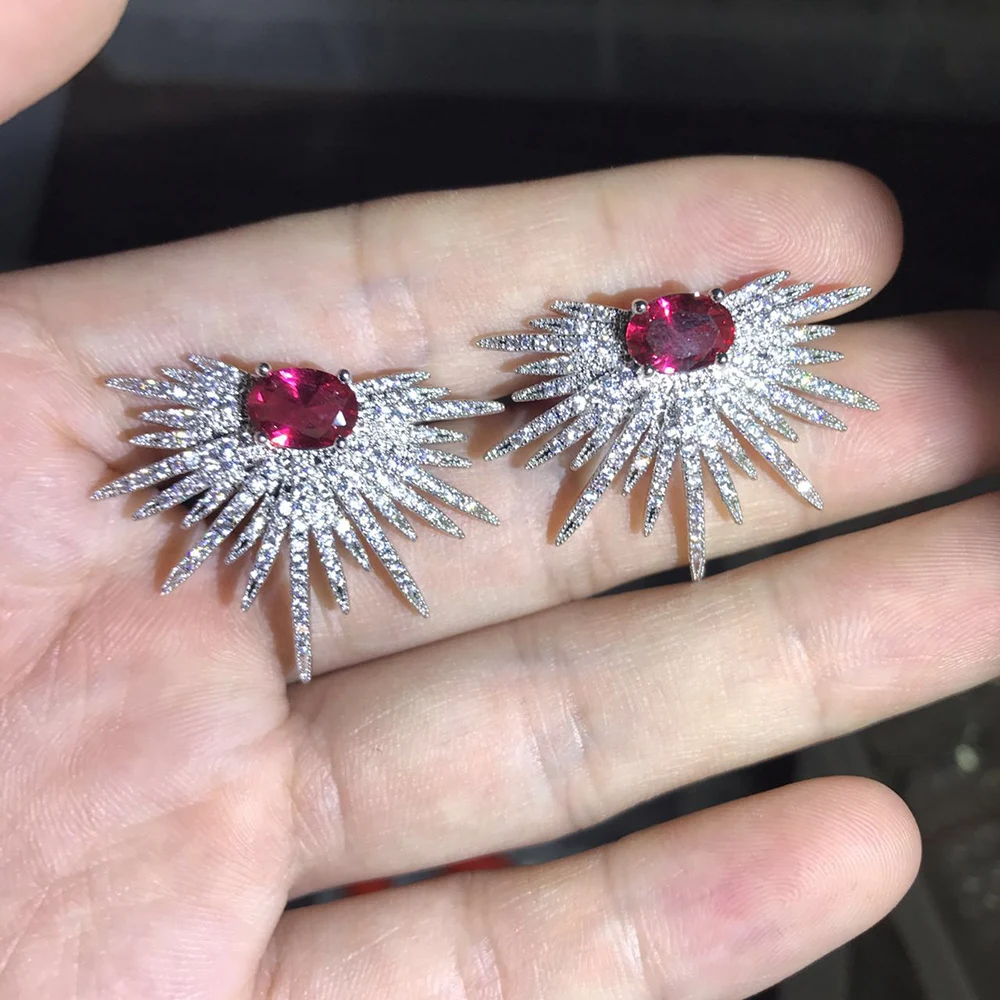 Серьги в стиле панк с шипами серьги гвоздики зеленым камнем блестящая Звезда