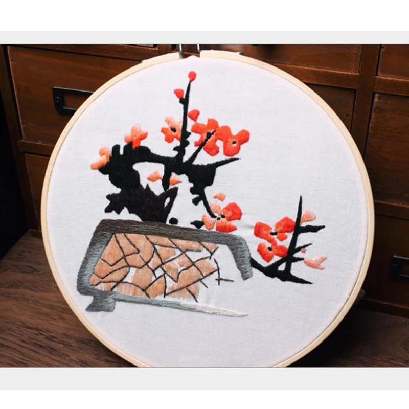 Европейский Набор для вышивки сделай сам с цветами и лентой рамкой начинающих