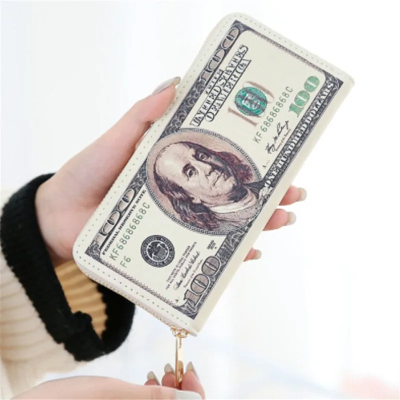 

2021 Men Vintage Long Wallet PU Leather Dollar Pattern Designer Men's Wallets Casual Credit Card Holder Purse Wallet