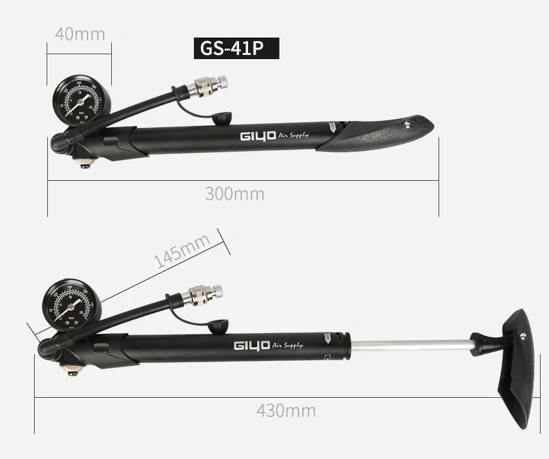 Giyo GS-41P 300psi насос для велосипедных шин для шоссейных велосипедов с Т-образной ручкой фиксированный Манометр насос для шин MTB вилка Presta Schrader воздушный насос