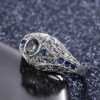 huitan delicate ethnic women ring special interest wedding rings colored zircon stone simple design high quality female jewelry
