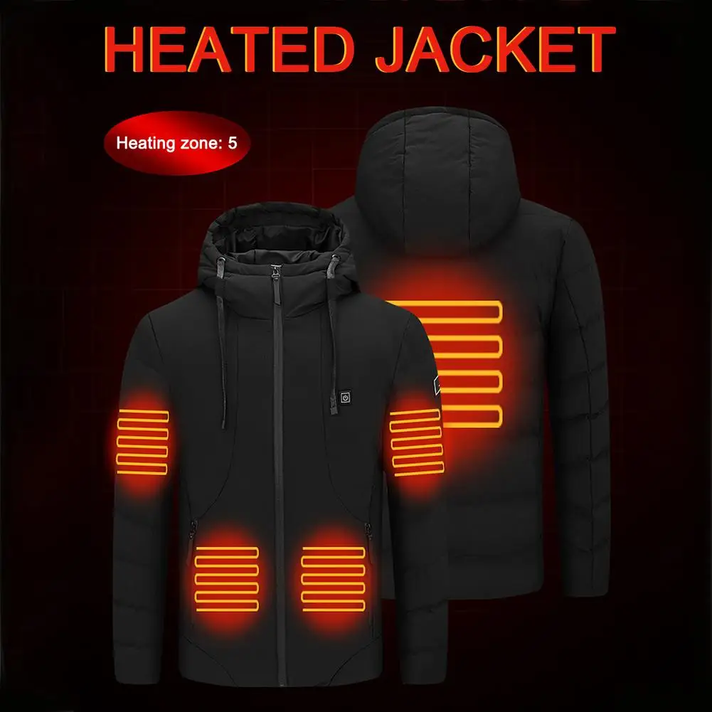 

Heated Jacket Windproof Warm Ski Jacket Coat With 5 Heating Zones For Fishing Skiing Motorcycles Riding Winter Warm Clothes Vest