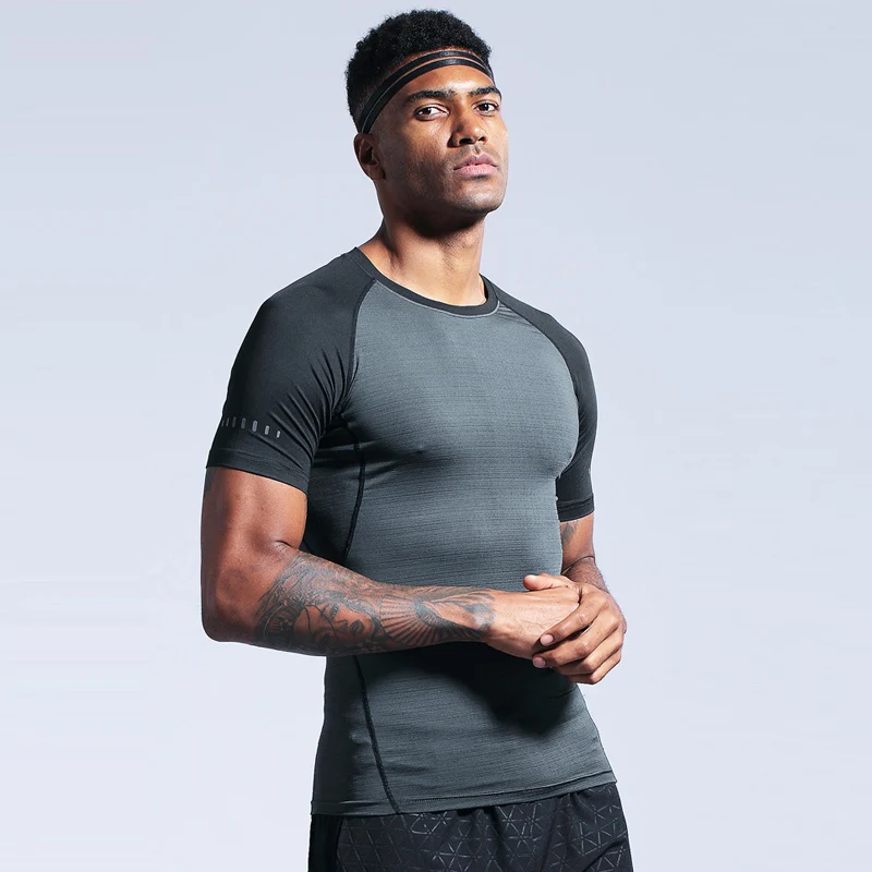 Мужская компрессионная футболка с коротким рукавом для тренажерного зала