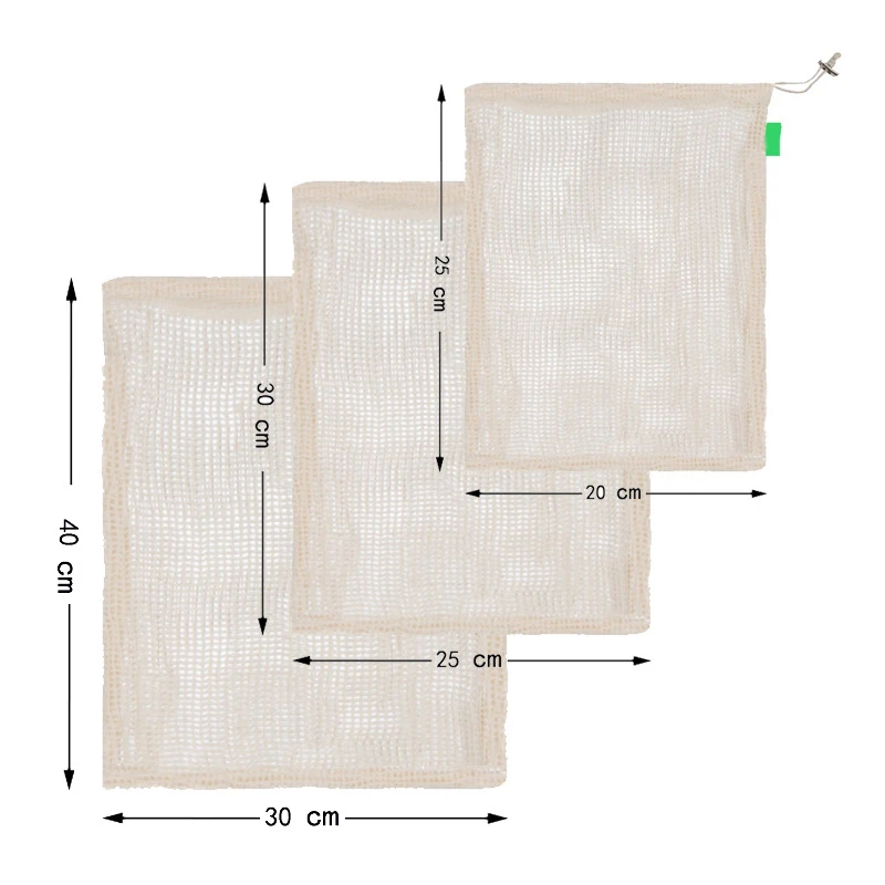 Горячий Разлагаемый органический сетчатый мешок из хлопка повторно